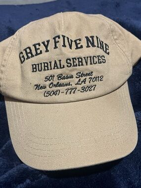 Grey Five Nine Burial Services Embroidered Khaki Cap